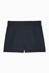 Cos Pintucked Linen Shorts In Blue