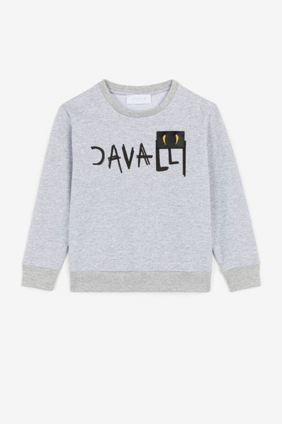 Roberto Cavalli Junior Kids' Tiger Tooth Logo-print Sweatshirt In Grey