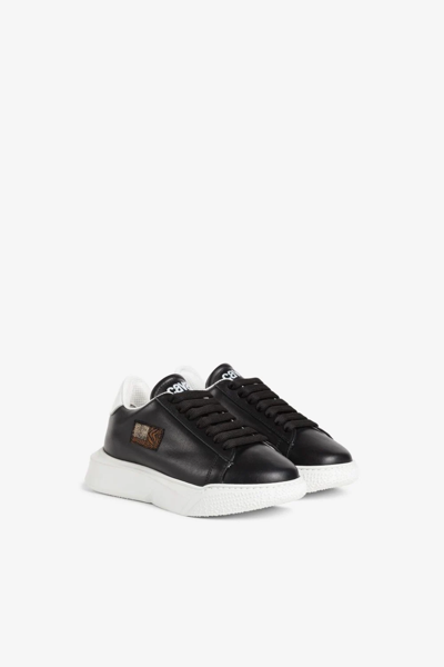 Roberto Cavalli Kids' Animalier Patchwork-print Appliqué Trainers In Black