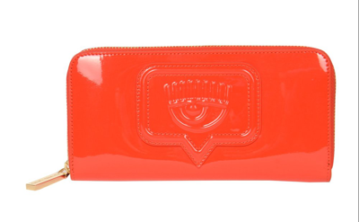 Chiara Ferragni Embossed Eye Logo Zip-around Wallet In Orange