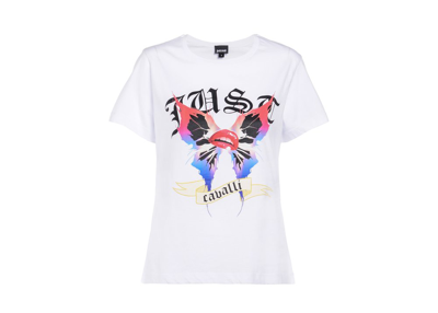 Just Cavalli Butterfly-print Cotton T-shirt In White