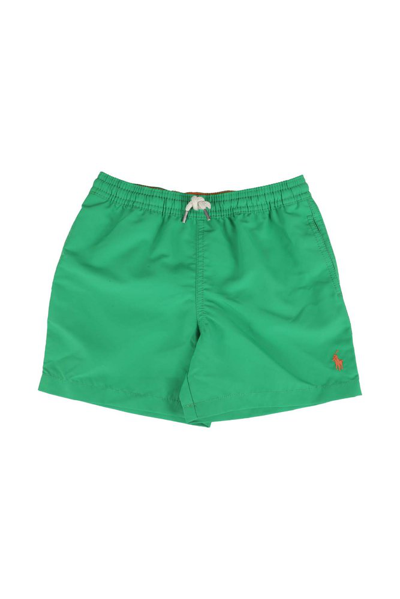 Ralph Lauren Kids' Logo-embroidered Swim Shorts In Green