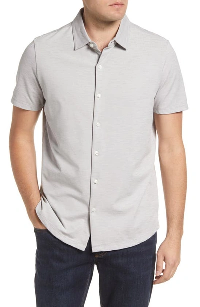 Robert Barakett Whitner Cotton Blend Knit Button-up Shirt In Grey