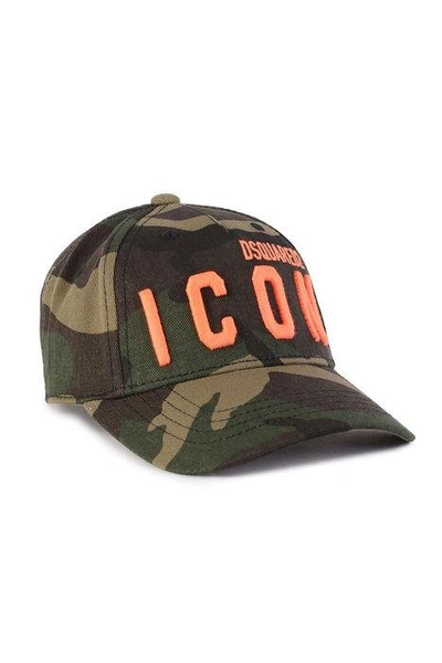 Dsquared2 Teen Embroidered-logo Camouflage Cap In Green