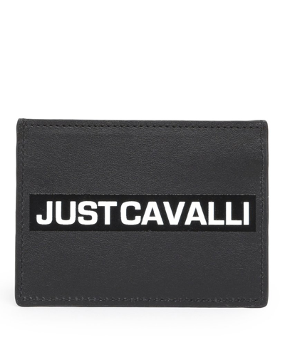 Just Cavalli Credit Card Holder In Smooth Leather In Black