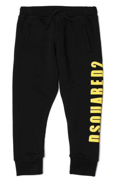 Dsquared2 Kids' Contrasting Logo Print Track Trousers In Black