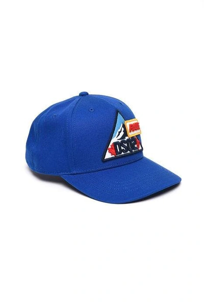 Dsquared2 Logo Patch Gabardine Baseball Hat In Royal Blue