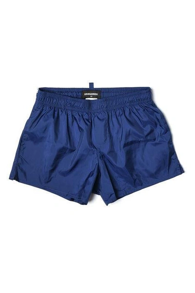 Dsquared2 Teen Logo-printed Swim Shorts In Blue