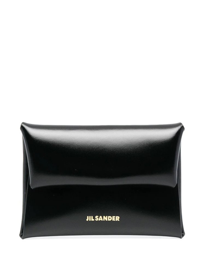 Jil Sander Logo Print Envelope Card Holder In Black