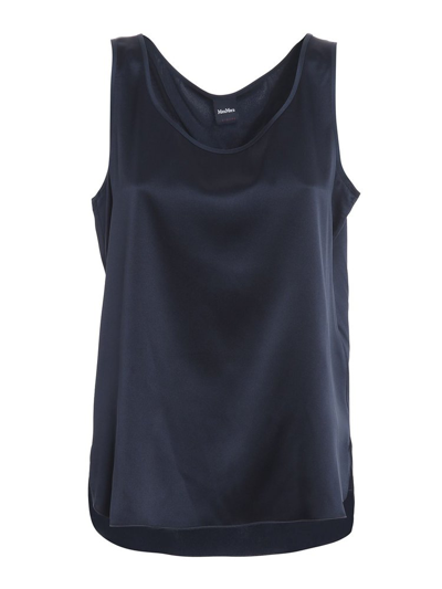 Max Mara Leisure Crewneck Sleeveless Top In Navy