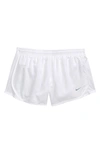 Nike Kids' Big Girls Dri-fit Dry Tempo Running Shorts In White/wlfgry