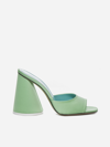 Attico Luz Mint Satin Sculptural Cone Heel Open Toe Mule