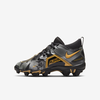 Nike Alpha Menace 3 Shark Rw Little/big Kids' Football Cleats In Black,white,metallic Vivid Gold
