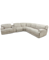 FURNITURE SEBASTON 6-PC. FABRIC SECTIONAL WITH 3 POWER MOTION RECLINERS AND 1 USB CONSOLE, CREATED FOR MACY'S