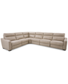 Furniture Gabrine 6-pc. Leather Sectional With 2 Power Headrests, Created For Macy's In Ivory