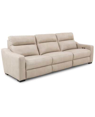 Furniture Gabrine 3-pc. Leather Sofa With 2 Power Recliners, Created For Macy's In Ivory