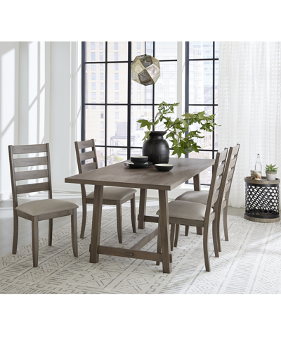Macy's Max Meadows Laminate 5-pc Dining Set (rectangular Trestle Table + 4 Side Chairs) In Light Brown