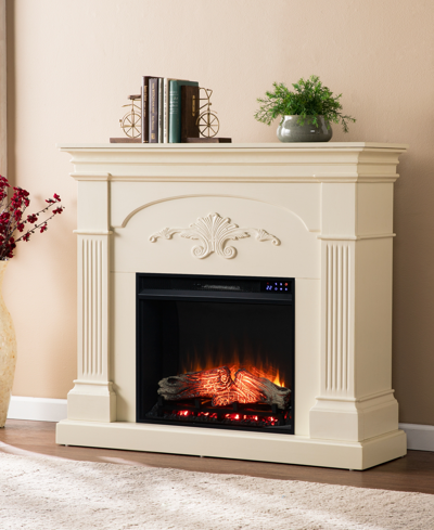 Southern Enterprises Sici Electric Fireplace In Ivory Finish