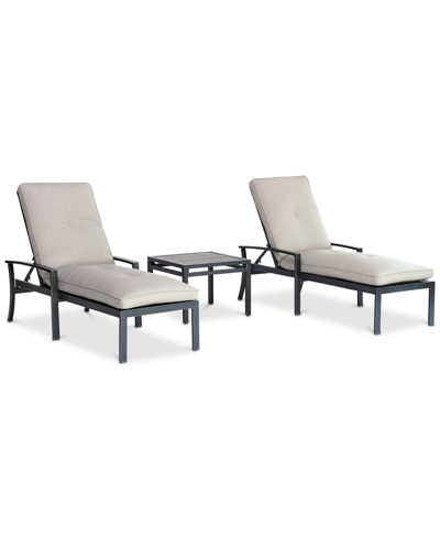 Agio Closeout! Marlough Ii Outdoor Aluminum 3-pc. Chaise Set (2 Chaise Lounges And 1 End Table), Created In Sunbrella Spectrum Dove