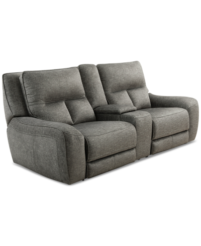 Furniture Closeout! Terrine 3-pc. Fabric Sofa With 2 Power Motion Recliners And 1 Usb Console, Created For Mac In Alton Gull