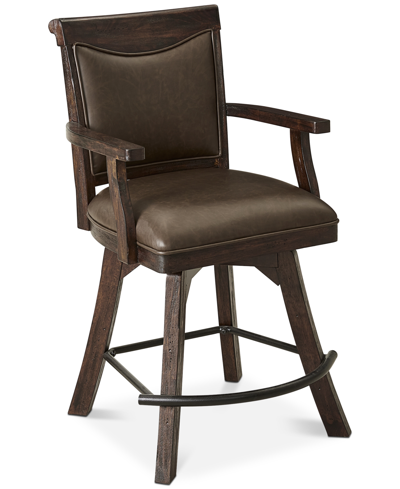 Furniture Pawling Spectator Counter Height Stool In Heavy Distressed Dark Brown