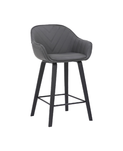 Armen Living Crimson Faux Leather And Wood Bar And Counter Height Stool In Gray