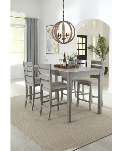 Macy's Max Meadows Laminate Counter Height Dining 5-pc Set (table + 4 Chairs) In Grey