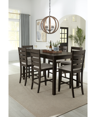 Macy's Max Meadows Laminate Counter Height Dining 7-pc Set (rectangular Table + 6 Chairs) In Dark Brown