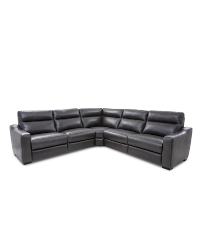 FURNITURE GABRINE 5-PC. LEATHER SECTIONAL WITH 3 POWER HEADRESTS, CREATED FOR MACY'S