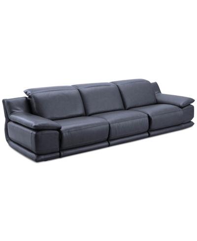 Furniture Daisley 3-pc. Leather Sofa With 3 Power Recliners In Navy