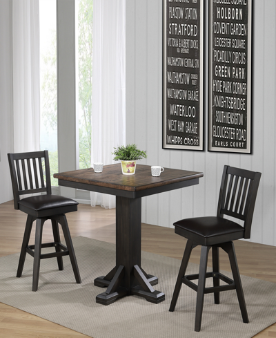 Furniture Peighton 3 Piece Pub Table Set (table And 2 Stools) In Rubbed Black And Washed Brown