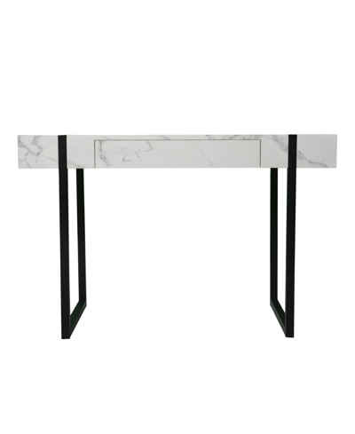 Southern Enterprises Ringley Modern Faux Marble Desk In Black Finish With White Faux Marble