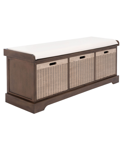 Safavieh Landers 3 Drawer With Cushion Storage Bench In Brown