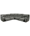 FURNITURE CLOSEOUT! TERRINE 6-PC. FABRIC SECTIONAL WITH 3 POWER MOTION RECLINERS AND 1 USB CONSOLE, CREATED FO