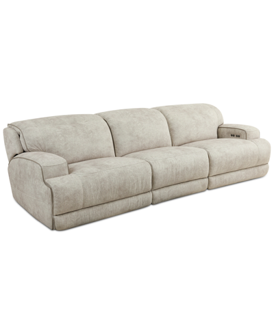 Furniture Sebaston 3-pc. Fabric Sofa With 3 Power Motion Recliners, Created For Macy's In Highlander Stucco