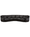 Furniture Lenardo 6-pc. Leather Sectional With 3 Power Recliners And Console, Created For Macy's In Espresso