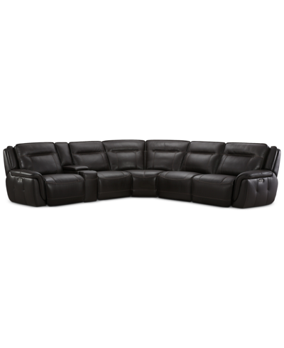 FURNITURE LENARDO 6-PC. LEATHER SECTIONAL WITH 2 POWER RECLINERS AND CONSOLE, CREATED FOR MACY'S