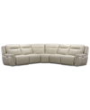 Furniture Lenardo 5-pc. Leather Sectional With 2 Power Motion Recliners, Created For Macy's In Ivory