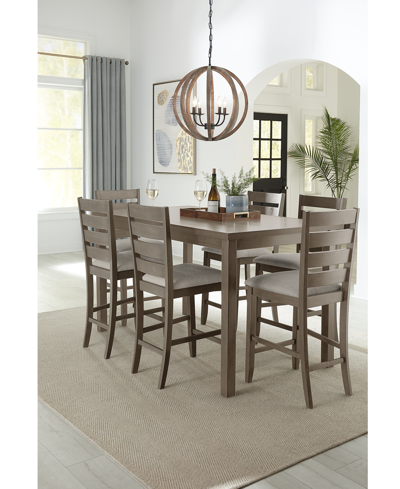 Macy's Max Meadows Laminate Counter Height Dining 7-pc Set (rectangular Table + 6 Chairs) In Light Brown