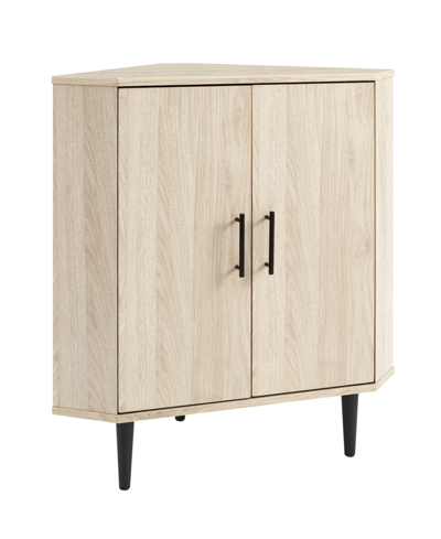 Walker Edison Contemporary Double Door Corner Accent Cabinet In Birch