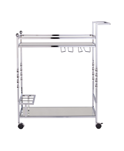 Southern Enterprises Ivers Metal Mirrored Bar Cart In Chrome Finish With Mirror