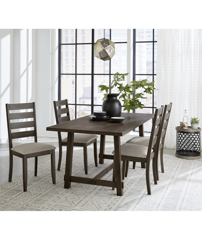 Macy's Closeout! Max Meadows Laminate 5-pc Dining Set (rectangular Trestle Table + 4 Side Chairs) In Dark Brown