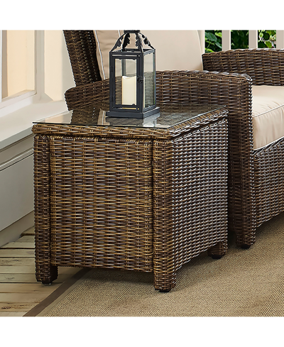 Crosley Bradenton Outdoor Wicker Rectangular Side Table In Weathered Brown