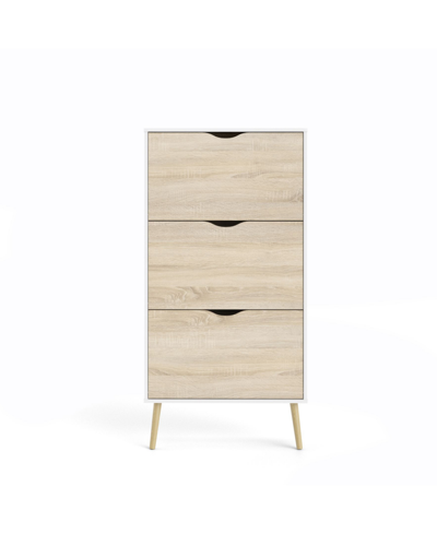 Tvilum Diana 3 Drawer Shoe Cabinet In White And Oak Structure