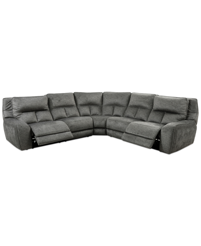 Furniture Closeout! Terrine 5-pc. Fabric Sectional With 2 Power Motion Recliners, Created For Macy's In Alton Gull