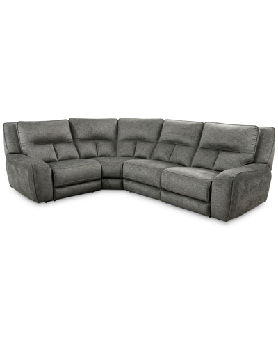 Furniture Closeout! Terrine 4-pc. Fabric Sectional With 2 Power Motion Recliners, Created For Macy's In Alton Gull