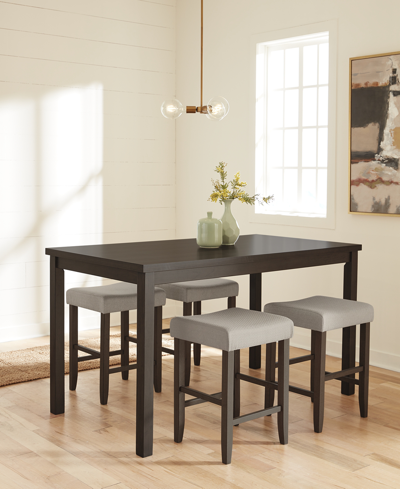 Macy's Closeout! Max Meadows Laminate 5-pc Dining Set (rectangular Gathering Table + 4 Stools) In Dark Brown
