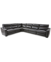Furniture Gabrine 6-pc. Leather Sectional With 2 Power Headrests, Created For Macy's In Charcoal
