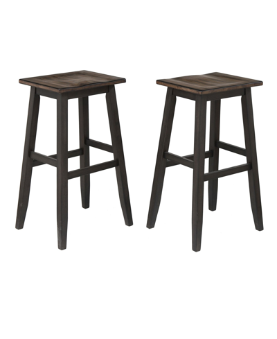 Furniture Peighton 30" Saddle Stool In Rubbed Black And Washed Brown