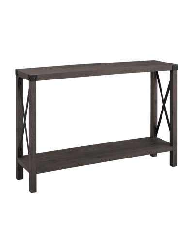 Walker Edison Farmhouse Metal-x Entry Table With Lower Shelf In Sable